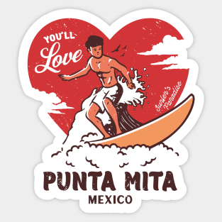 Vintage Surfing You'll Love Punta Mita, Mexico // Retro Surfer's Paradise Sticker